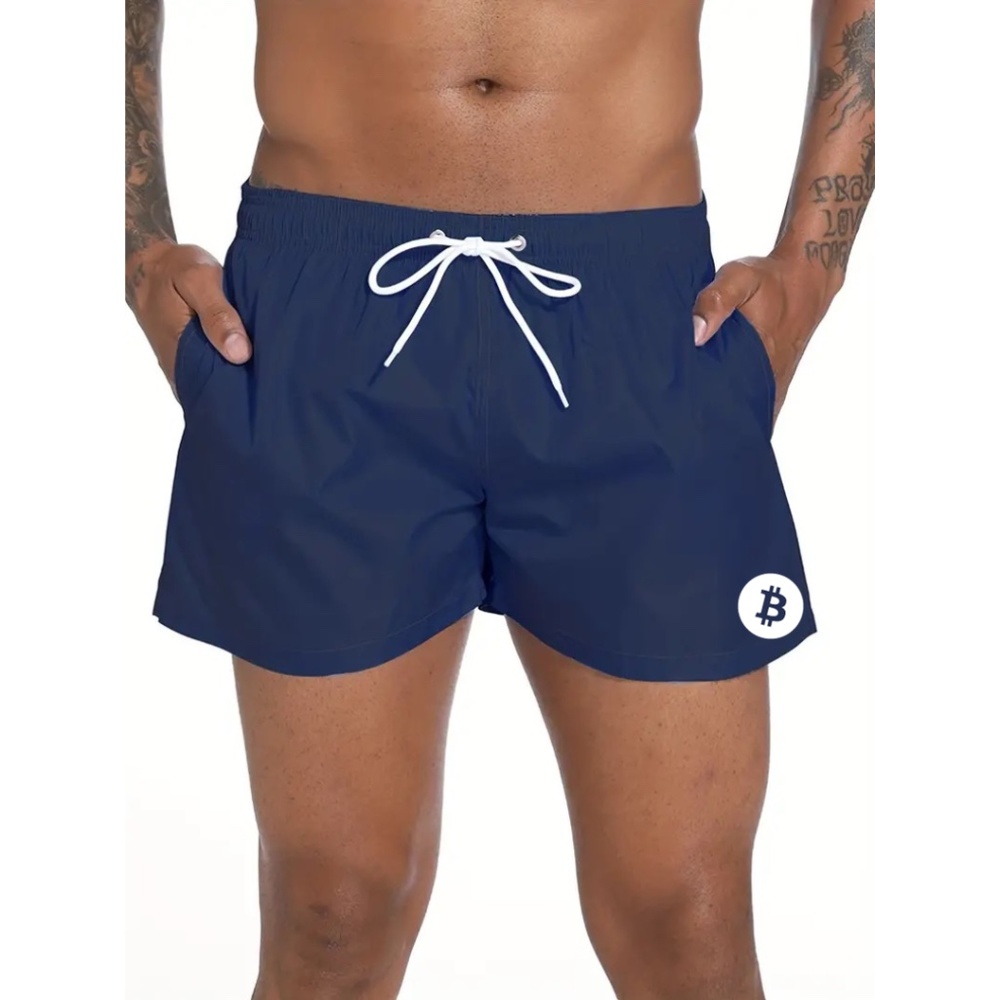 BNWT Men's Isabelle LaRue Navy Blue Bitcoin Swim Shorts